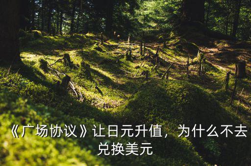 《廣場協議》讓日元升值，為什么不去兌換美元