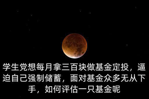 學(xué)生黨想每月拿三百塊做基金定投，逼迫自己強制儲蓄，面對基金眾多無從下手，如何評估一只基金呢