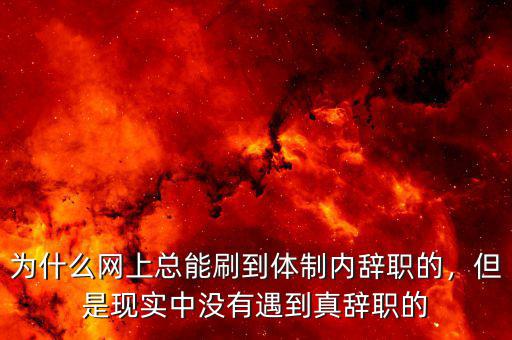 為什么網上總能刷到體制內辭職的，但是現實中沒有遇到真辭職的