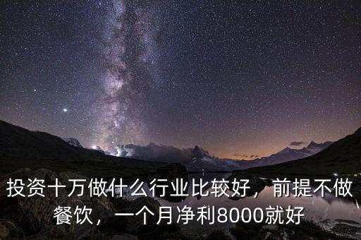 投資十萬做什么行業比較好，前提不做餐飲，一個月凈利8000就好