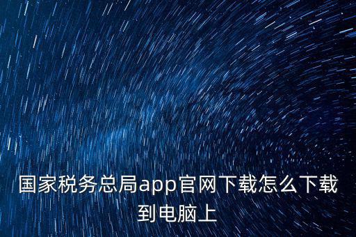 國家稅務總局app官網下載怎么下載到電腦上