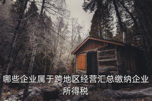 哪些企業屬于跨地區經營匯總繳納企業所得稅