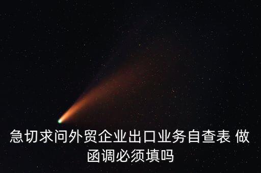 急切求問外貿企業出口業務自查表 做函調必須填嗎