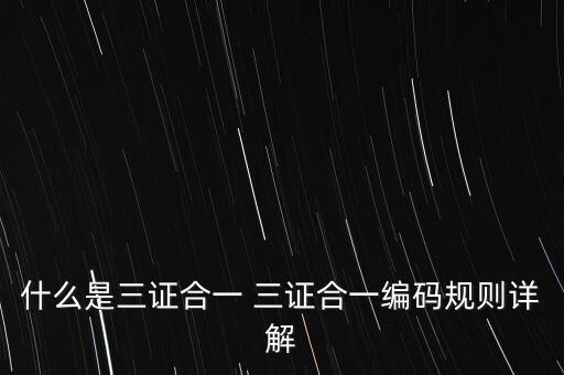 什么是三證合一 三證合一編碼規則詳解