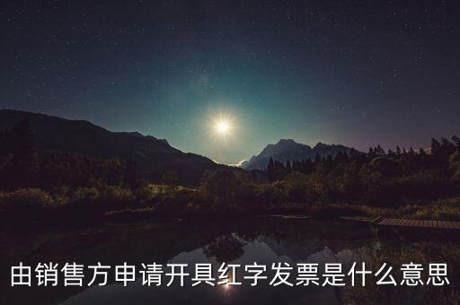 由銷售方申請開具紅字發票是什么意思
