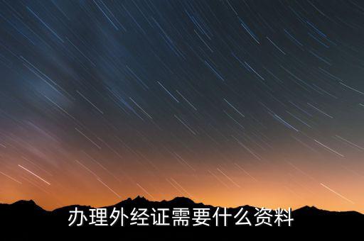 辦理外經證需要什么資料