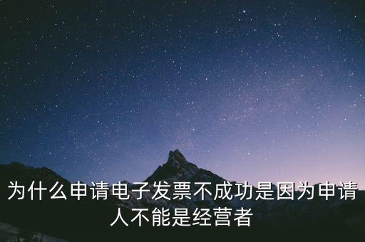 為什么申請電子發票不成功是因為申請人不能是經營者