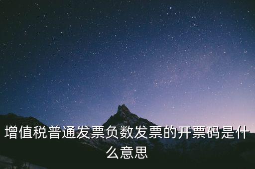 增值稅普通發票負數發票的開票碼是什么意思