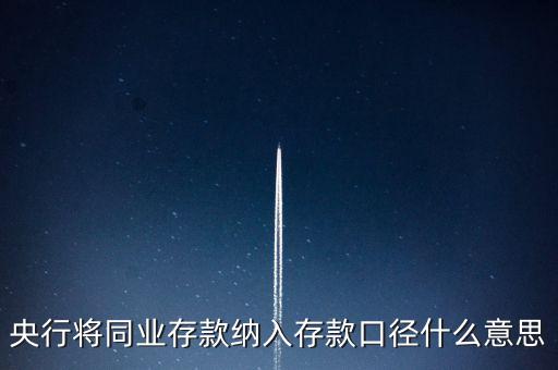 央行將同業存款納入存款口徑什么意思