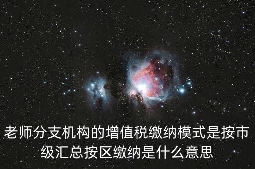 老師分支機構的增值稅繳納模式是按市級匯總按區繳納是什么意思