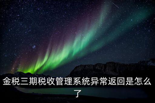 金稅三期稅收管理系統異常返回是怎么了