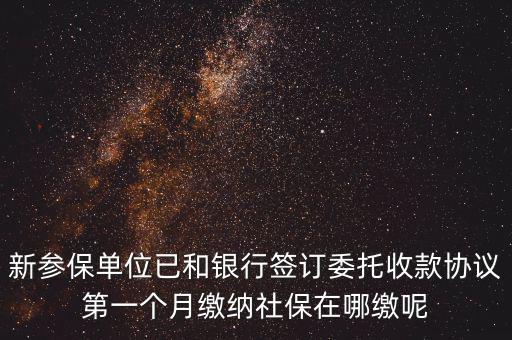 新參保單位已和銀行簽訂委托收款協議第一個月繳納社保在哪繳呢