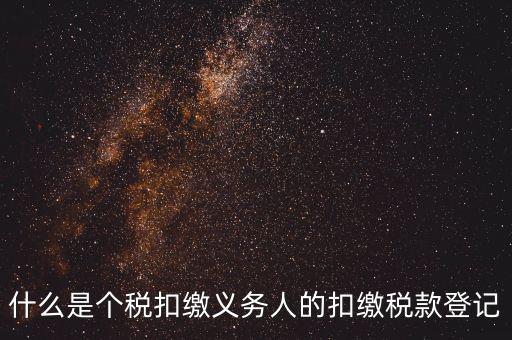 什么是個稅扣繳義務人的扣繳稅款登記