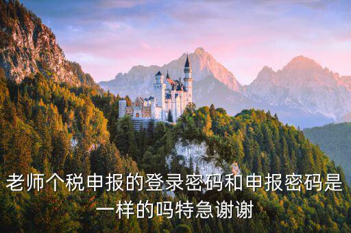 安徽個稅申報密碼是什么，老師個稅申報的登錄密碼和申報密碼是一樣的嗎特急謝謝