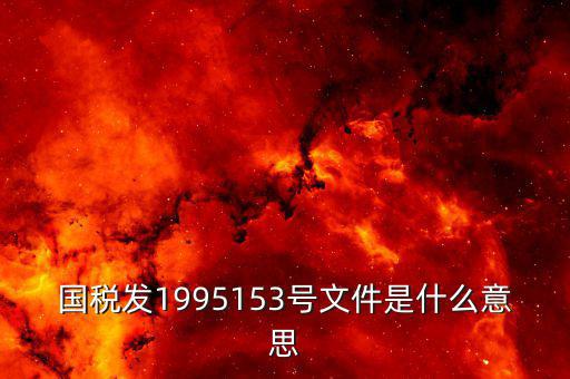 國稅發1995153號文件是什么意思