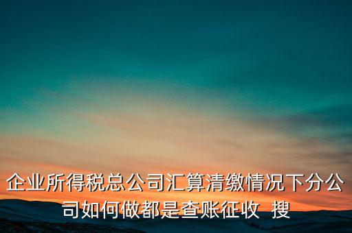 企業所得稅總公司匯算清繳情況下分公司如何做都是查賬征收  搜