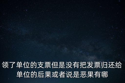 領了單位的支票但是沒有把發票歸還給單位的后果或者說是惡果有哪