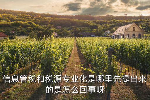 信息管稅和稅源專業化是哪里先提出來的是怎么回事呀