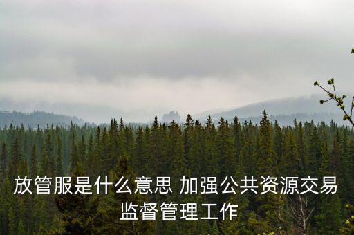 放管服是什么意思 加強公共資源交易 監督管理工作