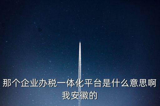 那個企業辦稅一體化平臺是什么意思啊我安徽的