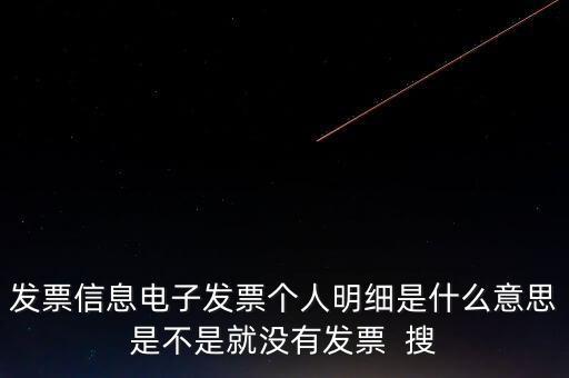 發票信息電子發票個人明細是什么意思是不是就沒有發票  搜
