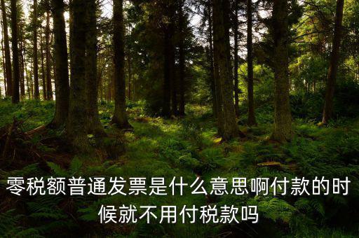 什么叫0稅率發(fā)票，零稅額普通發(fā)票是什么意思啊付款的時候就不用付稅款嗎
