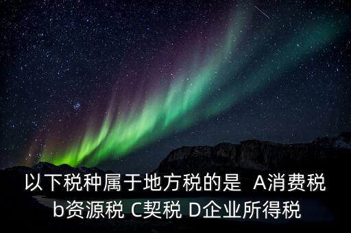 以下稅種屬于地方稅的是  A消費稅 b資源稅 C契稅 D企業所得稅