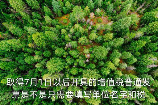 取得7月1日以后開具的增值稅普通發票是不是只需要填寫單位名字和稅