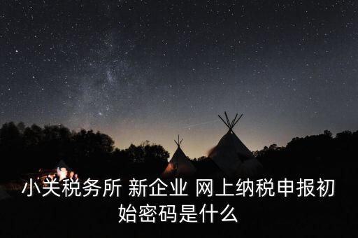 小關稅務所 新企業 網上納稅申報初始密碼是什么