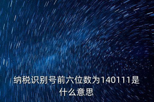 納稅識別號前六位數為140111是什么意思