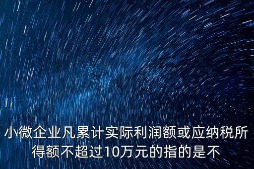 小微企業(yè)凡累計(jì)實(shí)際利潤(rùn)額或應(yīng)納稅所得額不超過10萬(wàn)元的指的是不