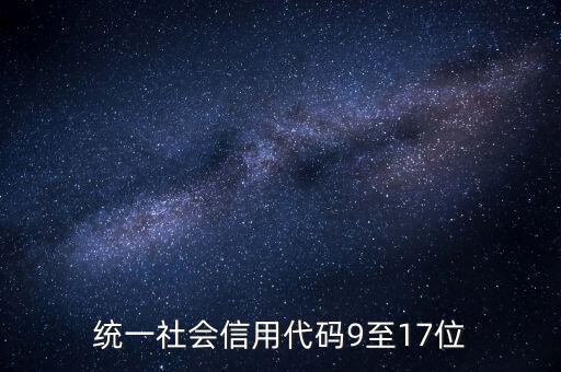 統一社會信用代碼9至17位