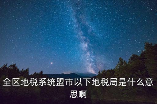 片區稅務分局是什么意思，全區地稅系統盟市以下地稅局是什么意思啊