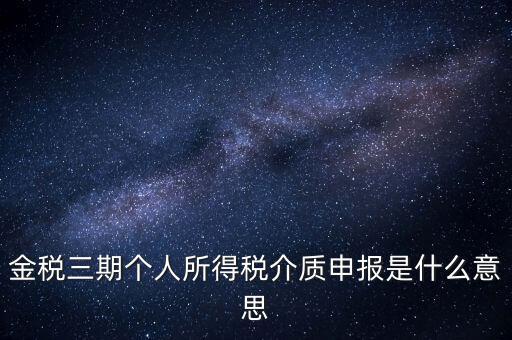 金稅三期個人所得稅介質申報是什么意思