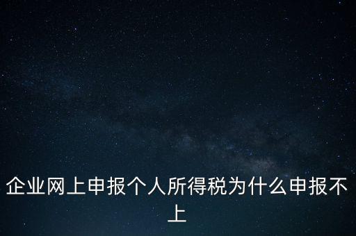 企業網上申報個人所得稅為什么申報不上