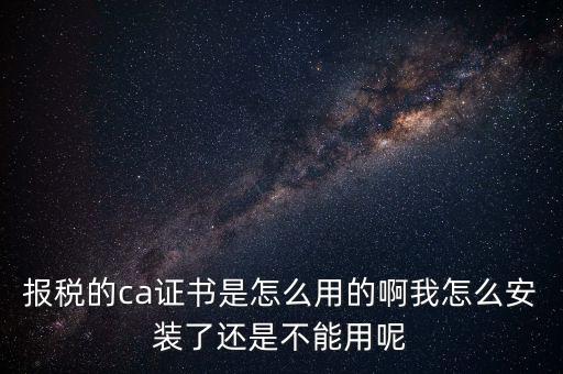 稅務企業ca登錄是什么，聯通CA國地稅通用官網是什么