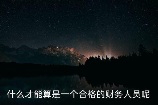 什么才能算是一個合格的財務人員呢