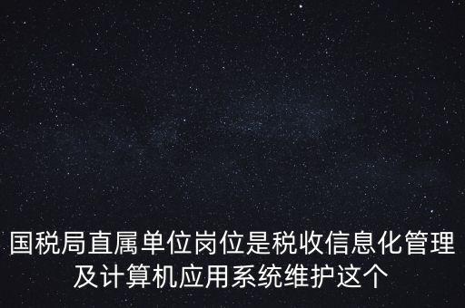 國稅局直屬單位崗位是稅收信息化管理及計算機應用系統維護這個