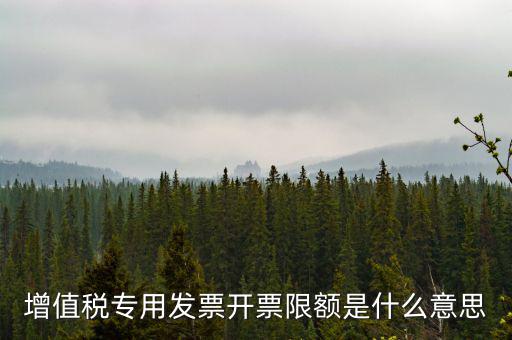增值稅專用發票開票限額是什么意思