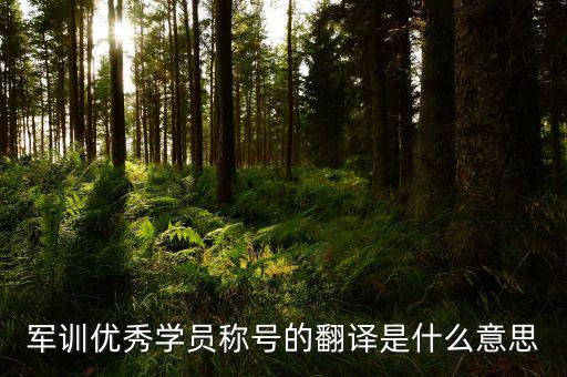 軍訓優秀學員稱號的翻譯是什么意思