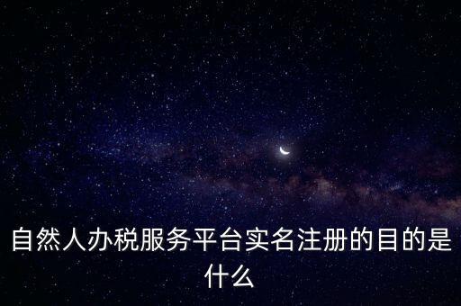 自然人辦稅服務平臺實名注冊的目的是什么
