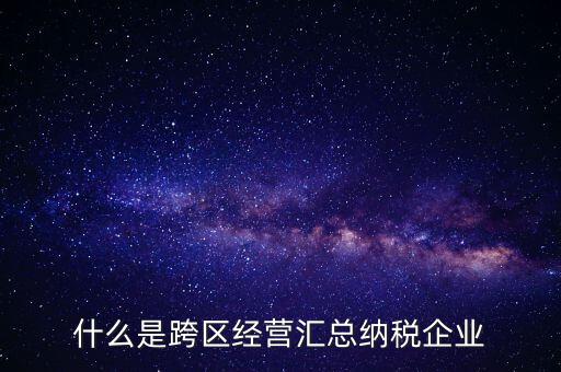 什么是跨區經營匯總納稅企業