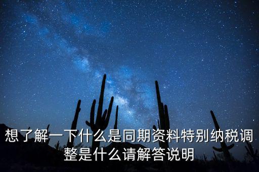 想了解一下什么是同期資料特別納稅調整是什么請解答說明