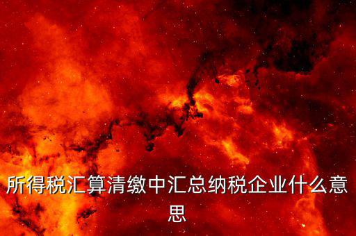 所得稅匯算清繳中匯總納稅企業什么意思