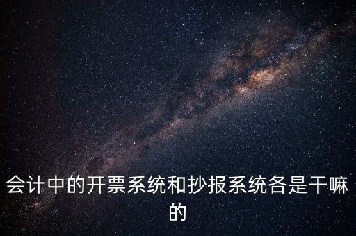 會計中的開票系統和抄報系統各是干嘛的
