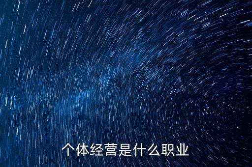 個體經營是什么職業