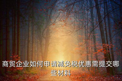 商貿企業如何申請減免稅優惠需提交哪些材料