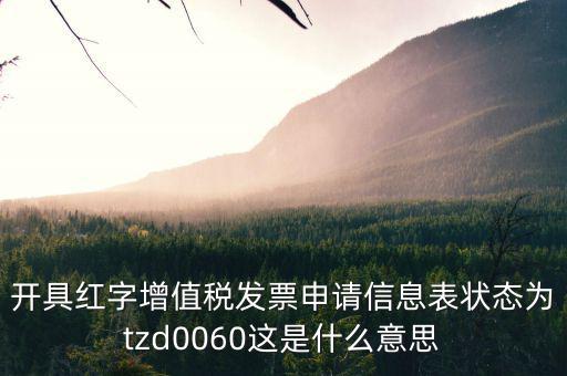 開具紅字增值稅發票申請信息表狀態為tzd0060這是什么意思