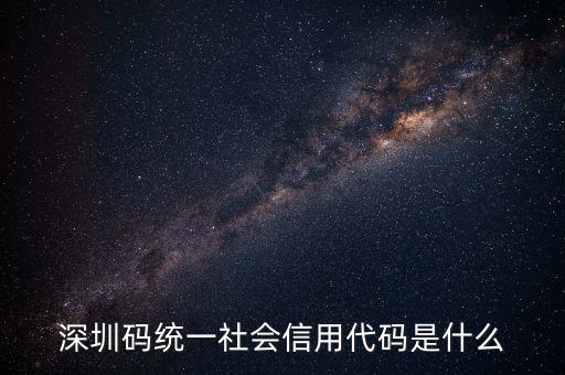 深圳碼統一社會信用代碼是什么