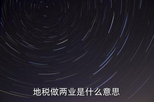 地稅做兩業是什么意思